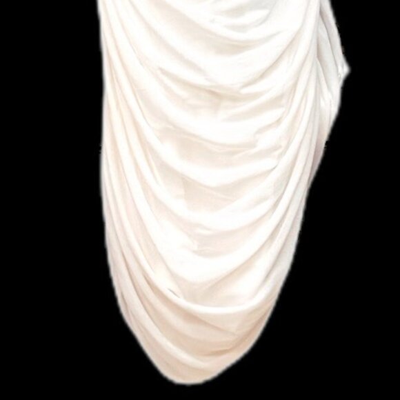 White Ruching Bodycon Corset Inspired Bodice Very Flattering Cocktail Dress XL - Picture 3 of 9